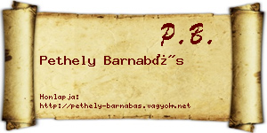 Pethely Barnabás névjegykártya
